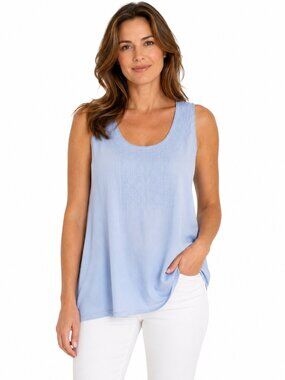 Lizwear Sleeveless Embroidered Top Size Large Loose Fit